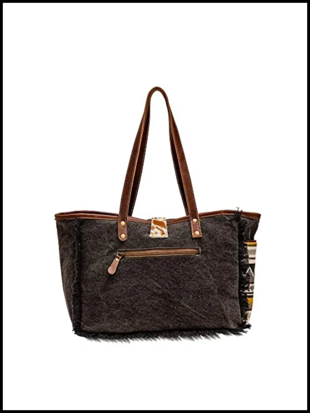 Canvas & Upcycled Leather Shoulder Weekender Tote Bag